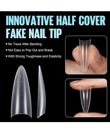 Shop Tomicca 240 PCS Clear False Nail Tips - Acrylic Half Cover French Stilettos - 12 Sizes for Nail Studios & DIY Extensions - Buy Online on GoSupps.com