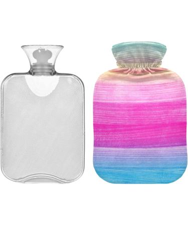 NAANLE 2L Blue Pink Wood Heat Bottle - Transparent Hot Water Bottle with Cover for Bed Hand & Feet Warmer Pain Relief & Heat Therapy - Buy Online on GoSupps.com
