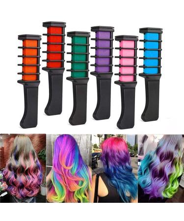 Temporary Hair Chalk for Girls Hair Chalk Combs Washable Hair Chalk 6 Colors Kids Chalk for Age 4 5 6 7 8 9 10 Gifts for Girls on Birthday Cosplay Christmas Parties 6 Count (Pack of 1)