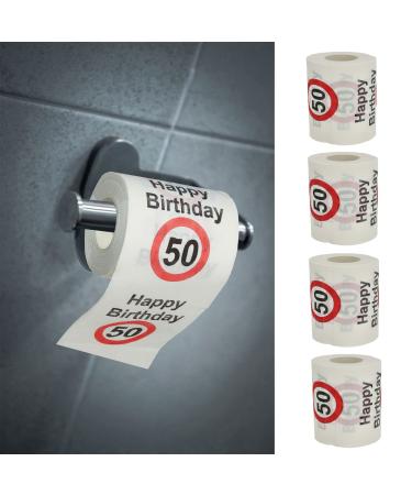 Toilet paper 4er set "Happy Birthday50" 50.Birthday 24 meters 2-layer 180gr/sqm toilet paper motif paper toilet paper (4 x toilet paper 50)