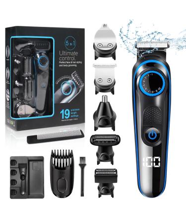 BelonLink Professional Hair Trimmer 5-in-1 Beard Trimmer and Hair Trimmer with Length Settings Hair Trimmer Rechargeable LED Display Gift Man for Face Head Body Hair