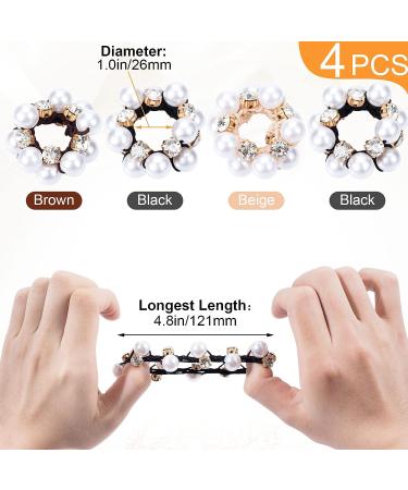 PAGOW 4PCS Black Elastic Hair Scrunchies with Pearls and Crystals | Hair Accessories for Women and Girls - Buy Online on GoSupps.com