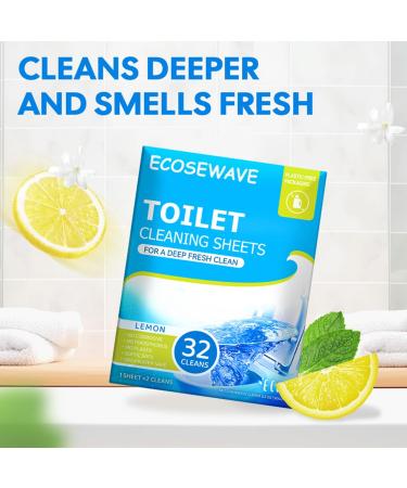 Eco-Friendly Toilet Bowl Cleaner Sheets - 32 Cleans Lemon Scent Plastic-Free Packaging | Perfect for Apartments Dorms & Vanlife - Buy Online on GoSupps.com