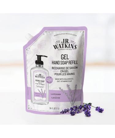 J.R. Watkins Lavender Gel Hand Soap Refill Pouch - 34 fl oz (2 Pack) | Made in USA, Cruelty-Free for Bathroom or Kitchen - Buy Online on GoSupps.com