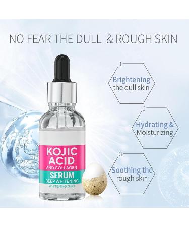 Kojic Acid Serum - Collagen Face Serum for Skin Lig_htening - Anti Aging Face Serum - Dark Spot Correcting Glow Serum - Hydrating Serum - Facial Serum for Firming Moisturising Nourishing (30ml) - Buy Online on GoSupps.com