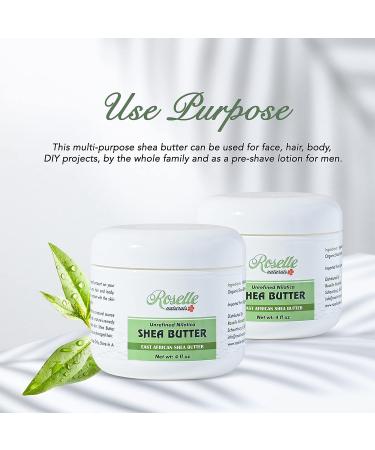 Roselle Naturals Nilotica Shea Butter - 100% Raw & Unrefined from East Africa - 4oz for Hair, Face, Body - Buy Online on GoSupps.com