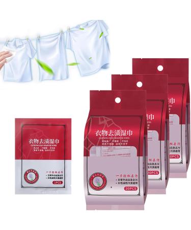 Clothes Stain Removal Wipes Clothes Cleaning Wipes Dry Cleaning Wipes Stain Removal Wet Wipes 20Pcs/Bag Individual Wrapped stain remover wipes 3bags