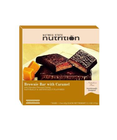 Nutmeg State Nutrition High Protein Snack Bar / Diet Bars - Brownie Bar With Caramel (7ct) - Trans Fat Free Aspartame Free Kosher Gelatin Free
