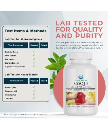 Nature's Lab CoQ10 200mg Nutritional Supplement - Supports Heart, Nerve & Muscle Health* - 60 Count (2 Month Supply) - Buy Online on GoSupps.com