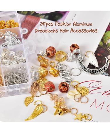 Dreadlock Hair Jewelry Set - 241 Pcs Metal Loc Rings, Cuffs, Coils, Beads - Black Women's Braids Decorations - Buy Online on GoSupps.com