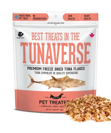 The Granville Island Pet Treatery|Freeze Dried Tuna Flakes Treat for Dogs & Cats Freeze-Dried Bites Raw Single Ingredient Flash Frozen to Maintain Nurtients Vitamins and Healthy Oils 60g Tuna 60 g (Pack of 1)