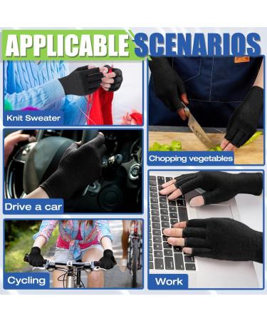Arthritis Compression Gloves for Men & Women - Fingerless Support for Osteoarthritis Carpal Tunnel 2 Pairs (Medium Black - Buy Online on GoSupps.com