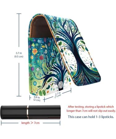 Travel Lipstick Organizer Case | Portable Makeup Bag with Mirror | Fantasy Colored Tree Leaves Design - Buy Online on GoSupps.com