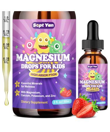 Magnesium Glycinate Liquid for Kids Liquid Magnesium Glycinate with Zinc Chamomile Vitamin B12 B6 D3 Calm Drops for Sleep Relaxation Calm & Focus Strawberry Flavor 2 Fl Oz Strawberry 2 Fl Oz (Pack of 1)