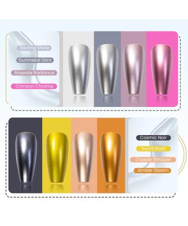 Buy Gunmetal Glint Metallic Gel Nail Polish - 7ml Mirror Chrome Long-Lasting Shine Soak Off UV/LED Nail Art - Buy Online on GoSupps.com