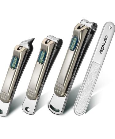Nail Clippers for Men Vepkuso Toenail Clippers for Thick Nails and Luxurious Ultra Sharp Fingernail Clippers for Women 4 in 1 Nail Clippers Cutter for Seinors Adult 3 in 1 Nail Clipper Set