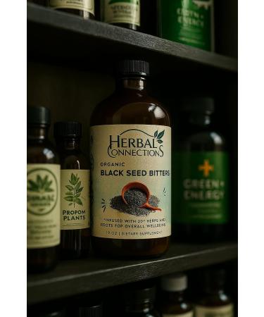 Organic Black Seed Bitters with Maca and Honey - Infused with 20+ Herbs and Roots - Vegan and Gluten-Free 16 Ounces - Buy Online on GoSupps.com