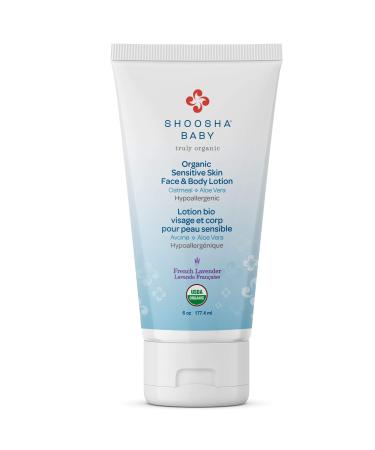 Shoosha Organic Baby Lotion French Lavender  for Sensitive Skin  All Natural Face and Body Lotion for Kids  Hypoallergenic  Gluten-Free  Non-Sticky  100% Biodegradable