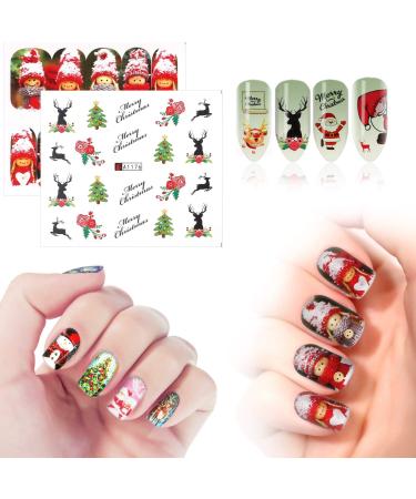 48 Sheets Christmas & New Year Theme Nail Art Stickers Decals MWOOT Nail Water Transfer Sticker with Santa Claus Reindeer Xmas Tree Snowman for DIY Nail Tips Decoration - Buy Online on GoSupps.com