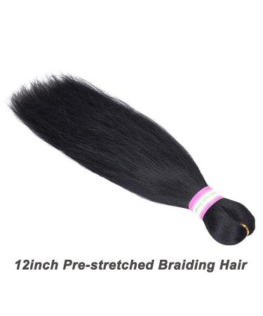 Pre-Stretched Black Braiding Hair Extensions 12 Inch - 8 Packs | Synthetic Crochet Braids for Natural Look | Professional Soft Yaki Straight Texture | Hot Water Setting | (#1B) Pack of 8 - Buy Online on GoSupps.com