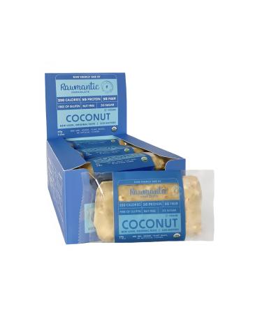 Rawmantic Coconut Energy Bar (12 Mini Bars x 60g) Organic Coconut Chips & Plant Based Protein with Puffed Quinoa, Sorghum, Millet & Buckwheat - No Artificial Flavors, Plant-Based, Non-GMO & Kosher
