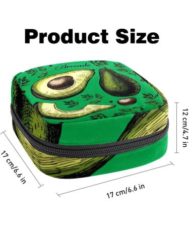 Reusable Menstruation Pad Bag with Zipper | Eco-Friendly Women's Tampon & Napkin Organizer - Avocado & Leaves Design - Buy Online on GoSupps.com