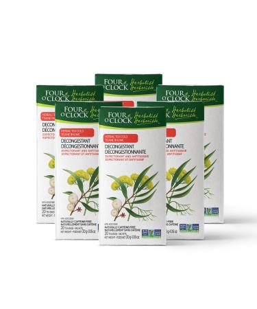Four O'Clock Herbalist Cold Decongestant Herbal Tea Non-Gmo Kosher Gluten-Free 6 Packs of 20 Teabags