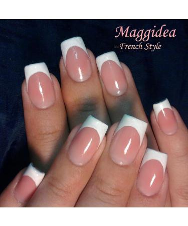 French Style Short Stick on Nails - 24pcs Square Press On Nails with Glue | Elegant Ballet Fake Nails for Women - Buy Online on GoSupps.com