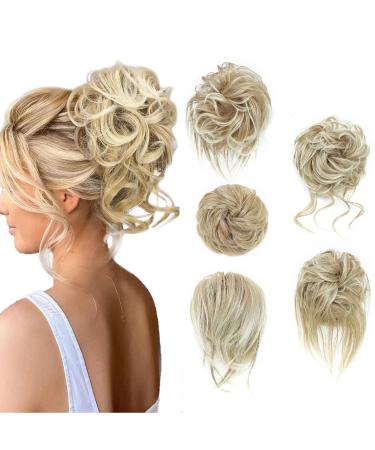 Fulang Hair 5/Pack hair part with rubber band large bun hair part wavy of course artificial hair hair tie women with hair updos hair extension messy bun hair parts (5 pieces/pack) (27/613) - Buy Online on GoSupps.com