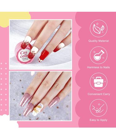 6-Piece Glitter Gel Nail Polish Set with Painting Brush Pen - Shining Platinum Red Gold Pink Purple Silver Colors - UV LED Gel Nail Starter Kit - Buy Online on GoSupps.com