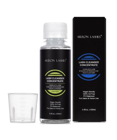Eyelashes cleaner concentrate 100ml set foam cleaner eyelash shampoo concentrate for extensions and natural eyelashes paraben sulfate free make-up remover for salon and home use (Apple) 100ml-Apple