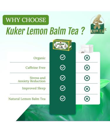 KUKER Lemon Balm Tea Bags Refreshing Herbal Tea Experience with Dried Melissa Officinalis Leaves Dried Lemon Balm Night Tea Ideal for a Calm Night or Paired with Green Tea 20 Herbal TeaBags - 30g - Buy Online on GoSupps.com