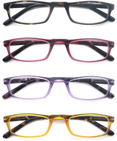 MODFANS Reading Glasses - 4 Pairs Fashion Readers Narrow Frame Spring Hinge for Men Women - 4 Mix Color - 2.0 2.5x - Buy Online on GoSupps.com