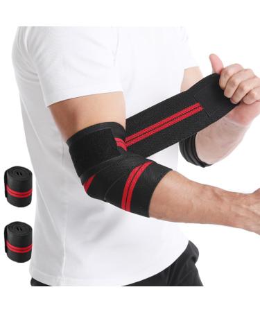 Elbow Wraps Three Sizes Elastic Elbow Support Adjustable Compression Elbow Sleeve Weightlifting Elbow Bandage Wrap for Bodybuilding Gym Workout Powerlifting Elbow Pain Relief (red)