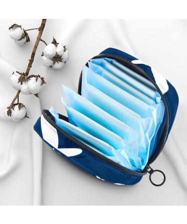 White Flower Pattern Navy Blue Sanitary Napkin Storage Bags | Eco-Friendly & Stylish Organization - Buy Online on GoSupps.com