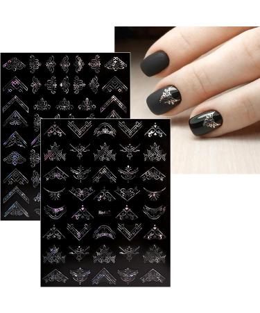 JMEOWIO Flower Nail Art Stickers - 12 Spring/Summer Decals for Silver Floral Nail Designs - Buy Online on GoSupps.com