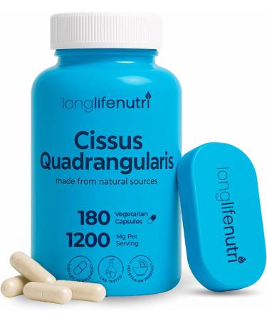 Cissus Quadrangularis Extract | 180 Vegetarian Capsules | Supplement for Rebuild Joint and Tendon Support | Reduces Pain | Promotes Bones Structure Plus Cartilage Ligament Repair | 1200 mg Powder Pill