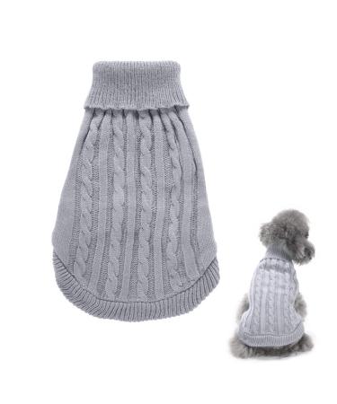 Dog sweater Christmas dog turtleneck sweater Christmas pattern knitwear warm pet sweater winter dog coat sweater pet costume for dog puppies party puppy gift for dog gray m
