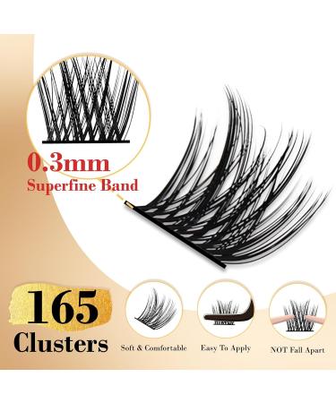 Cluster Eyelash Extensions - 165 PCS Wispy DIY Individual Lashes | Soft Mink False Eyelashes with Super Thin Band (C-8-16mix - Buy Online on GoSupps.com
