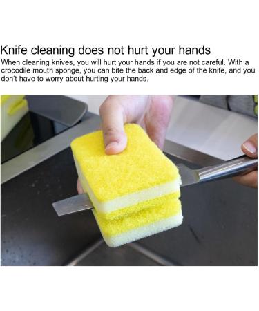 Huyath Scrub Sponges Kitchen U-Shaped Dish Scrubber Scouring Pad | Kitchen Sponges and Scrubbers Dish Wash Sponge Scrubbing Sponge for Cleaning Dishes Yellow - Buy Online on GoSupps.com