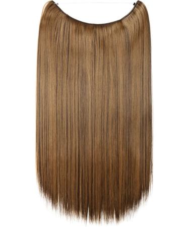 Hair Extensions no Clip Invisible Wire Adjustable Secret Rubber Band Hairpiece Real Natural Synthetic Fibre Hair 20 inch Straight Dark brown & coffee brown - Buy Online on GoSupps.com