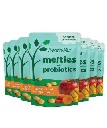 Beech-Nut Baby & Toddler Snack, Apple Carrot Mango & Yogurt, Melties with Probiotics, 1 Ounce Bag (Pack of 7) Yogurt, Apple, Carrot & Mango + Probiotics
