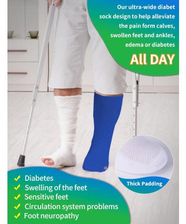Buy 4 Pairs Wide Diabetic Socks for Swollen Feet - Non-Binding Loose Fit & Comfortable Edema Socks for Men & Women - Perfect for Lymphedema & Hospital Use - Blue One Size - Buy Online on GoSupps.com