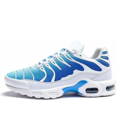 Pozvnn Men's Air Cushion Running Shoes - Lightweight Fashion Sneakers 8.5 White/Blue - Buy Online on GoSupps.com