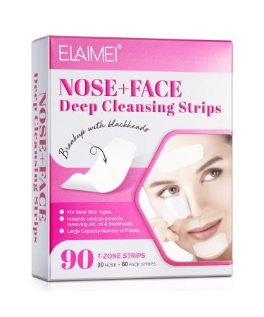 T-Zone Blackhead Pore Strips 90pcs Blackhead Removal Pore Strips Deep Cleansing Pore For Nose+Face Pore Strips for All Skin Tape Men & Women 1 Count (Pack of 1)