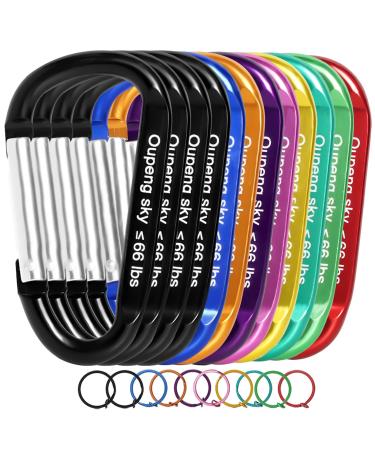 Carabiner Keychain Clip - Aluminum Carabeaner Key Clip,D Ring Shape Caribeener Hook Buckle,Spring Snap Key Chain Clips 12pcs 66lbs Multicolor