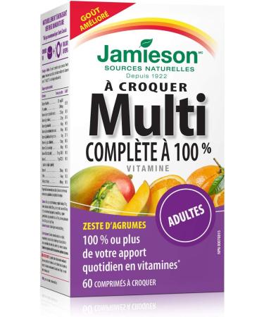 Jamieson 100% Complete Chewable Multivitamin for Adults - Citrus Twist, 60 Tablets - Buy Online on GoSupps.com