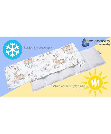 Medi Partners Cherry Core Pillow 60x20cm | 100% Cotton 5-Chamber Eco-Friendly Heat & Cold Therapy Pillow - Deer in Leaves Design - Buy Online on GoSupps.com