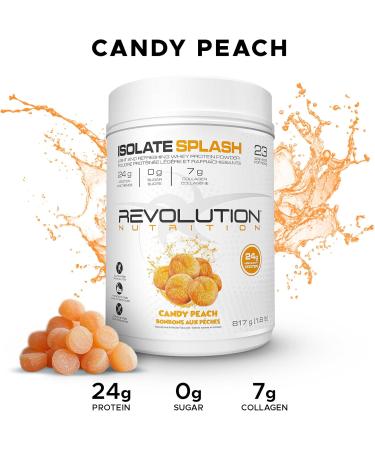 Revolution Nutrition Isolate Splash Clear Whey Protein Powder Juice-Type Protein Candy Flavour Collagen 24g Of Protein Per Scoop Zero Sugar 817g 23 Servings (Candy Peach 1.8 Pound) Peach 23 Servings (Pack of 1) - Buy Online on GoSupps.com