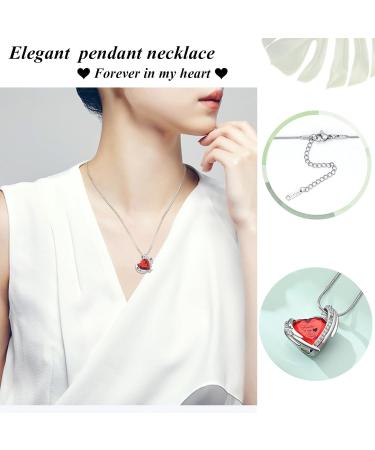 VCCWYQK Cremation Jewelry Crystal Heart Necklace for Ashes Urn Necklace Keepsake for Urn for Memorial Jewelry Red - Buy Online on GoSupps.com